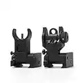 BigTron Tactical Flip Up Front and Rear Iron Sight set Rapid Transition Spec Folding Sight fits Picatinny and Weaver Rails