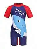 HenzWorld Boys Sunsuit Swimwear Sets Kids Short Sleeve Rash Guard Swimsuits Beach Party Surfing Shark Swimsuit Blue M