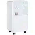 HOMCOM Déshumidificateur portable électrique silencieux 270W capacité max. réservoir 2L évacuation continue 16L/24H idéal pièces 16 m² max. blanc