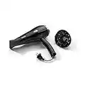 BaByliss D373E Secador de pelo retráctil, iónico, Motor DC 2000W de potencia, 2 velocidades, 3 temperaturas, incluye boquilla y difusor, cable retráctil, negro, peso ligero 535 gramos