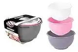 3 Piece Mixing Bowl Set Non-Slip Baking Cooking Food Preparation 3 Sizes Pack Pink Grey White