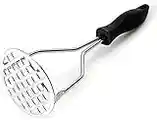 Copper Top Stainless Steel Potato Masher, Light Weight Potato Press Baby Food Masher with Plastic Handle for Smooth Mashed Potatoes, Jam, Vegetables and Fruits