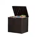 Keter City 30 Gallon Resin Deck Box for Patio Furniture, Pool Accessories, and Storage for Outdoor Toys, Brown