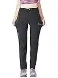 YSENTO Womens Outdoor Walking Hiking Trousers Lightweight Quick Dry Water Resistant Trekking Pants With Zipper Pockets(Black,M)