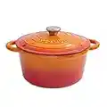 Cast Iron Pot with Lid – Non-Stick Ovenproof Enamelled Casserole Pot – Sturdy Dutch Oven Cookware – Orange, 4.7L, 24cm – by Nuovva