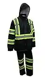 RK Safety TBK66 Class 3 Rain suit, Jacket, Pants High Visibility Reflective Black Bottom with X Pattern(Large, Black)