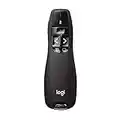 Logitech R400 Presenter, Kabellose 2.4 GHz Verbindung via USB-Empfänger, 15m Reichweite, Roter Laserpointer, Intuitive Bedienelemente, 6 Tasten, Batterieanzeige, PC - Schwarz