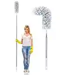 Microfiber Duster for Cleaning,Telescoping Cobweb Duster with Stainless Steel Extension Pole (30to100‘’), Detachable Bendable Head, Washable Dusters for Cleaning Ceiling Fan, High Ceiling, Furniture