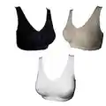 UtopyaUK 3 6 9 Pack Comfort Bra Women Girls Crop Top Seamless Bra Sleep Yoga Bralette Stretch Bras Sports Vest Wireless Post Surgery Bra Wire Free, 1 White 1 Black 1 Beige, XXL