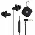 Hearprotek 2 Pairs Sleep Earbuds, Ultra Soft Lightweight Silicone Sleeping Earphone Headphones with Volume Control and Mic for Side Sleeper, Snoring, Air Travel, Relaxation (Black)