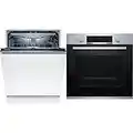 Bosch Elettrodomestici SMV2HVX22E Serie 2, Lavastoviglie a scomparsa totale, 60 cm & HBA534BS0 Forno Elettrico da Incasso 7 Programmi di Cottura in Acciaio Inox