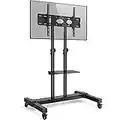 RFIVER TV Ständer Rollbar Fernsehständer, TV Stand mit Rollen, Fernseher Wagen Staender Bodenstaender für 32 40 42 50 55 65 70 75 80 Zoll Fernseh Hoehenverstellbar Schwarz | Max 50 KG Vesa 600x400 mm