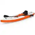 COSTWAY Kayak Inflable para 1 Persona, Máx 130 kg Piragua Hinchable con Remos Regulables en Aluminio, Asiento Inflable, Compresor Manual con Manómetro, Ideal de Deportes Acuáticos