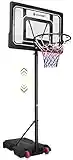 Basketball Hoop Outdoor for Kids Portable Goal System, 5.5-7FT Height Adjustable, 33.5" Backboard &15" Rim, Indoor (Black)