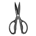 MITSUMOTO SAKARI Japanese Kitchen Scissors All Purpose, Black Titanium Plated Heavy Duty Kitchen Scissors, Multipurpose Cooking and Herb Scissors, Micro Serrated