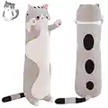 Yeqivo Graziosa Bambola di Peluche per Gattini con Simpatici Cartoni Animati Morbidi e Farciti Cuscino Lungo per Dormire Long Plush Cat Pillow (70CM,Grigio)