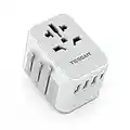 TESSAN Adaptateur de Voyage Electrique avec 3 USB et 1 Type C, Adaptateur Prise Universelle France vers USA Canada UK Italie Australie Chine Japon Thaïlande