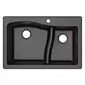 Kraus Quarza Kitchen Sink | 33-Inch 60/40 Bowls | Black Granite | KGD-442 Model