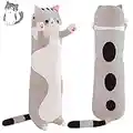 SNOWOLF Cat Soft Plush Pillow 43inch Cartoon Cat Soft Plush Long Throw Pillow Lifelike Animal Pillows Plush Toy (Gray, 110cm/43.30Inch)