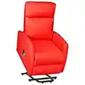 vidaXL Silla Reclinable de Masaje Ajustable Reposapiés Silla Sofá Asiento Sala de Estar Oficina Mueble Mobiliario Ergonómico Pie Cuero Sintético Rojo