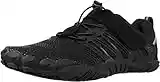 WHITIN Men's Trail Running Shoes Minimalist Barefoot 5 Five Fingers Wide Width Toe Box Gym Workout Fitness Low Zero Drop Male Lightweight Minimus Tennis Flat Comfort Black Size 9