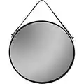 wilko Black Round Mirror, Comes with a Strap for Hanging, Easy to Install, Easy to Clean, 40 x 2 x 53cm