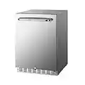 HCK 5.12 Cu.Ft 161 cans Indoor/Outdoor Refrigerator, Built-in Beverage Cooler with Reversible Door, Stainless Steel