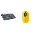 Logitech K380 Tastiera Bluetooth Multidispositivo per Windows, Apple iOS, ‎Bluetooth Wireless, Nero & POP Mouse Wireless con Emoji personalizzabili, Tecnologia SilentTouch,spositivo, Compatibile OS