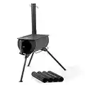 CampFeuer Poêle de Tente | 58 x 86 x 240 cm | Noir | Poêle à Bois Portable pour Le Camping, l'extérieur, la Tente | Chauffage de Tente Camping, Réchaud de Tente Bois, Tent Stove