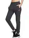 BALEAF Women's Joggers Pants Athletic Running Jogging Pants Quick Dry Zipper Pockets Sports Hiking Pants Black Size L