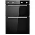 Cookology CDO900BK 90cm Black Glass Built-in Electric Double Oven & timer