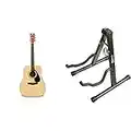 Yamaha F310 Guitare Acoustique Folk Nature – Guitare folk adultes 4/4 – Guitare d'étude & Support universel portable RockJam avec cadre en A pour guitare acoustique, guitare électrique et basse