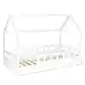 IDMarket - Lit cabane Enfant 80 x 160 CM NEREE Blanc avec sommier et barrières