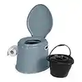 Hillington Lightweight and Portable 5L Camping Toilet with Seat, Lid, Handles and Roll Holder - Compact Waste for Indoor and Outdoor LooCaravan Picnic and Festivals (Without Cover)