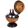 Goplus Tabletop 13” Globe Wine Bar Stand, 16th Century Italian Nautical Chart Liquor Cabinet, Replica Globe Bar Cabinet Wine Rack for Dining Room & Living Room, Retro Brown