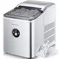 Portable Ice Cube Maker Machine Countertop for Home, Make 28 lbs 24 Hrs, With LED Display, 9 Cubes Ready in 6 Minutes, 2L with Ice Scoop & Basket, for Party (Silver)