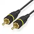 TNP Cable coaxial Digital RCA Macho a RCA Macho para Subwoofer S/PDIF, Cable Compuesto de Video con Conectores chapados en Oro para Reproductor de DVD, CD, SA-CD, D-VHS y A/V (50 pies / 15M)