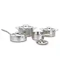 Cuisinart HTP-8SSC 8pc Vintage Hand Hammered Tri-Ply Cookware Set, Large, Silver