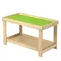 Maxmass Kids Activity Play Table, Wooden Building Block Table with Removable Tabletop & Storage Rack, Multifunctional Children Desk for Dining, Learning, Playing (Natural)