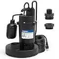 Acquaer 1/2HP Sump Pump, 4060GPH Submersible Clean/Dirty Water Pump with Adjustable Float Switch for Garden Pool, Basement, Flooded House, Hot Tub and Irrigation, Max Head 32 ft.