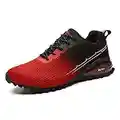 Eisrumu Mens Trail Running Shoes Hiking Cross-Country Trekking Sports Trainers Lightweight Breathable Walking Shoes Outdoor Sneakers Black Red UK7