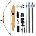 REAWOW Archery Recurve Bow and Arrows Set for Adults Takedown Bows Survival Bow Hunting Longbow Kit Right Hand Straight Bow for Beginner Outdoor Hunting Shooting Practice