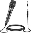 Micrófono de Karaoke Moukey Micrófono de Dinámico de Mano Metal con Cable XLR de 13 pies para Cantar Karaoke/Habla/Boda/Altavoz/Amplificador/Mezclador/Escenario y Actividad al Aire Libre, Gris