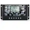 EIEVEY PWM Regolatore di Carica Pannello Solare 12V/24V, Intelligente Controller del Carica Batteria Solare con Display LCD e Doppia Porta USB per AGM, gel, Flooded, batteria al litio(20A)