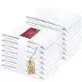 RUVANTI Lot de 12 serviettes absorbantes 100 % coton filé à l'anneau - Lavables en machine - 71,1 x 71,1 cm - Blanc