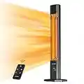 Outdoor Electric Patio Heater, Haimmy 42in Infrared Heater with Remote, 9 Heat Levels, 9H Timers, 1500W Instant Heating, Safety Lock, Tip-Over & Overheat Protection, IPX5 Waterproof Tower Space Heater