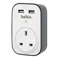 Belkin SurgeCube USB Plug Socket and Surge Protector, 1 Way/ 1 Plug Surge, Protected Plug with USB Slots x 2 (2.4 A), White