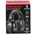 PROHEAR 037 Bluetooth 5.0 Hearing Protection Headphones with Rechargeable 1100mAh Battery, 25dB NRR Safety Noise Reduction Ear Muffs with 40H Playtime for Mowing, Workshops, Snowblowing - Black