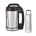 Tower T12055 Soup & Smoothie Maker with Intelligent Control System and Stainless Steel Jug and Blade, Includes 500ml Flask, 1000W, 1.6 Litre, Stainless Steel