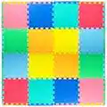 ProSource Puzzle Solid Foam Play Mat for Kids - 16 tiles with edges, Assorted